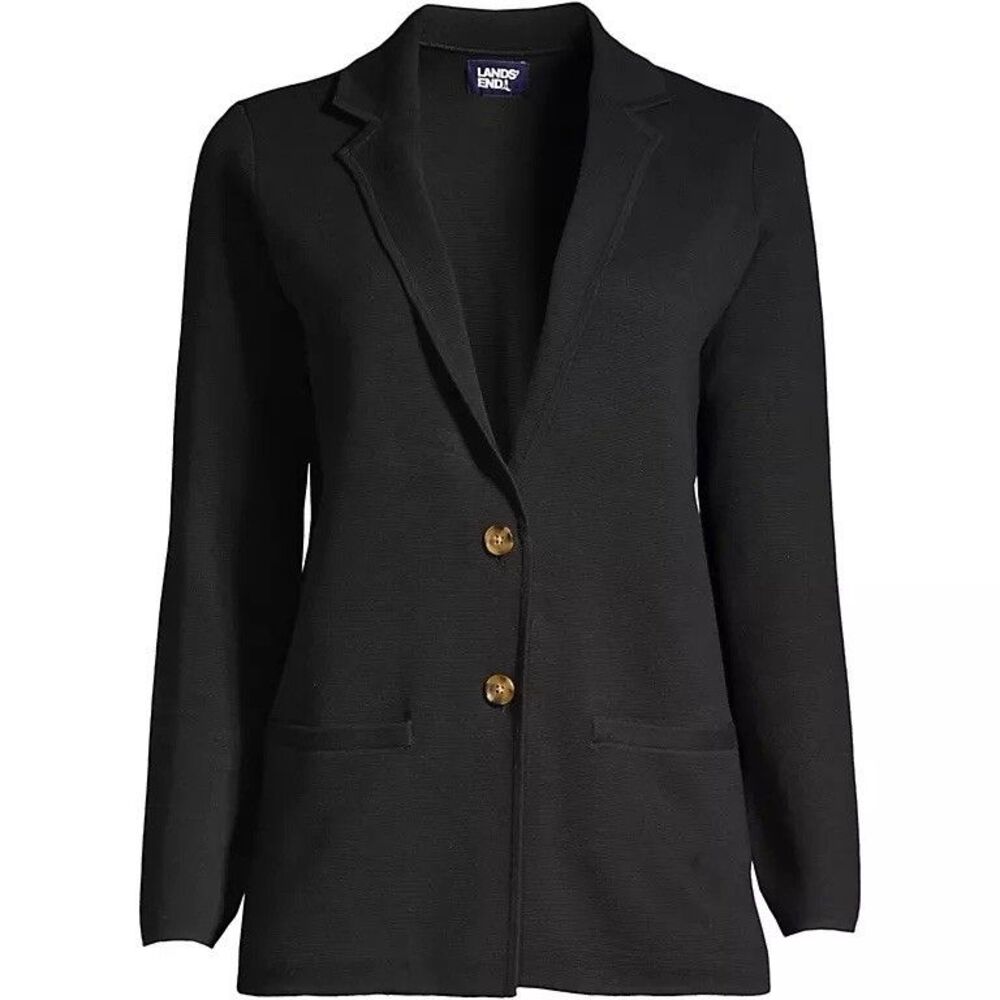 Lands End Fine Gauge Cotton Button Front Blazer Sweater XS Preppy Dark Academia